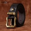 Móda Osobnost Retro Zesílený Hladký Vrchní Vrstva Hovězí Kůže Pravá Kůže Pánský Opasek Drsný Chlap Měděná Přezka Opasek
