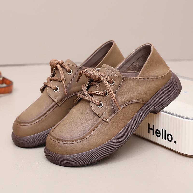 

Genuine Leather Non-Slip Soft Sole Loafers for Middle-Aged & Elderly Women - Casual Spring & Autumn Style 35 хаки