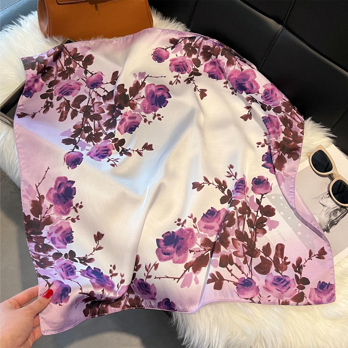 

Luxury Silk Shawl Square Scarf For Women Satin Fashion Wraps Neckerchief Female Hair Bands Ribbon Headband Bandana 70X70Cm