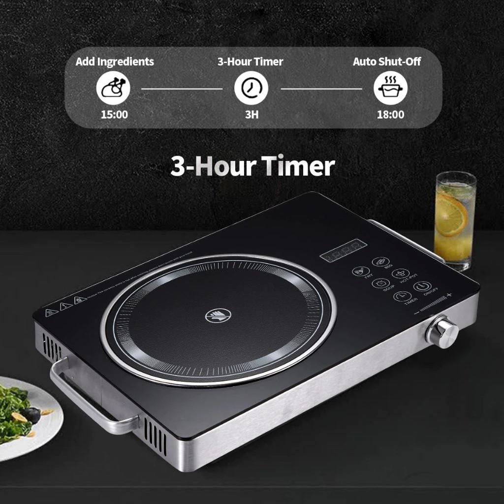 3500W Infrared Cooker Stovetop Smart Fire Boiler with Timer Touch Control Panel Heating Power Suitable for All Types of Cookware Electric Ceramic Hob