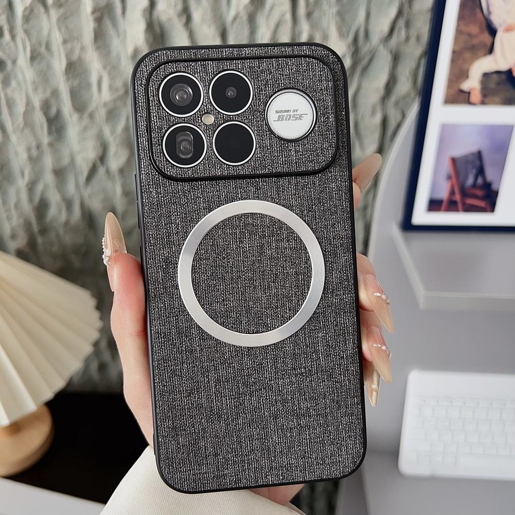 

With Magnetic Plain Leather Case For Poco F8 Ultra F8 Pro POCO F7 Ultra F7 X7 Pro Cloth Wireless Charging Cover Poco F8 ultra