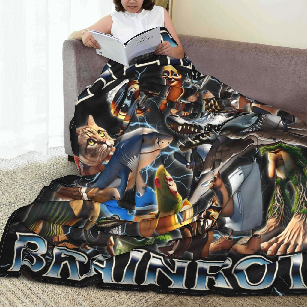 Italian Brainrot Meme Blanket Quality Warm Soft  Throw Blanket Winter Boy Girl Home Decor Funny Bedspread