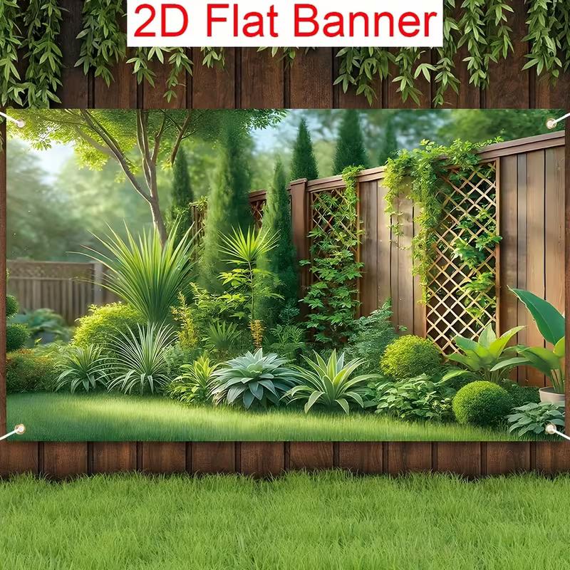 Sfondo Scena Giardino Tropicale, Recinzione in Legno con Rampicanti e Piante Verdi per Fotografia e Decorazione della Stanza