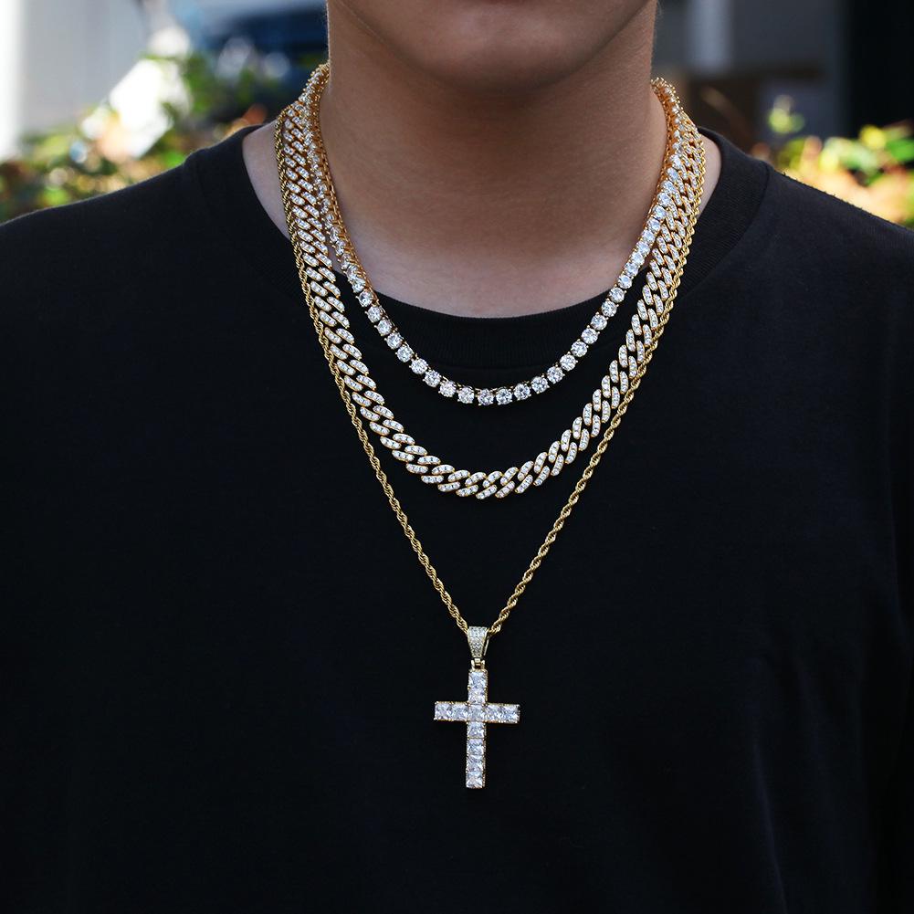 Zircon Cross Necklace: Hip Hop Punk Pendant for Men & Women