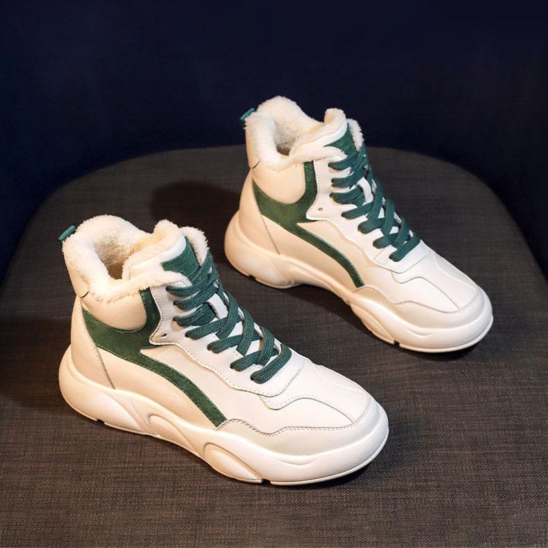 Women High-top White Sneakers Autumn 2024 New Female Casual Flats Winter Plush Warm Woman Fashion Platform Running Sports Shoes