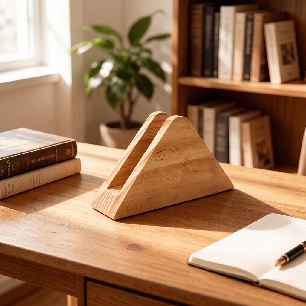 Log Color Triangular Tissue Box, Vertical Wooden Tissue Holder, Creative Desktop Storage for Coffee Shop