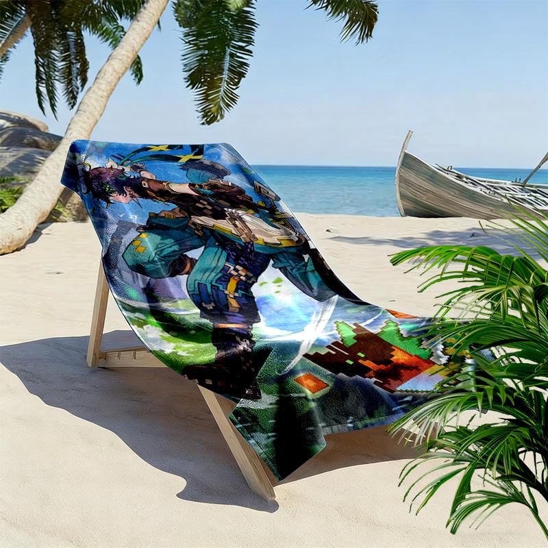 Genshin Impact Kinich 2D Flat Print Beach Towel, Large Soft Quick Dry Towel for Beach Camping Swimming.NSTJ0928232