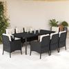 Vidaxl 9-Cz. Juego de Muebles de Jardín con Cojines, Negro, Ratán PE