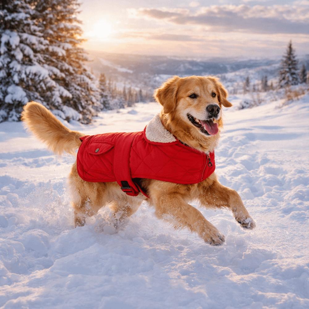 Warm Dog Winter Coat Thickened Adjustable Dog Thermal Clothing High Collar Soft Fleece Dog Vest Jacket Autumn Winter
