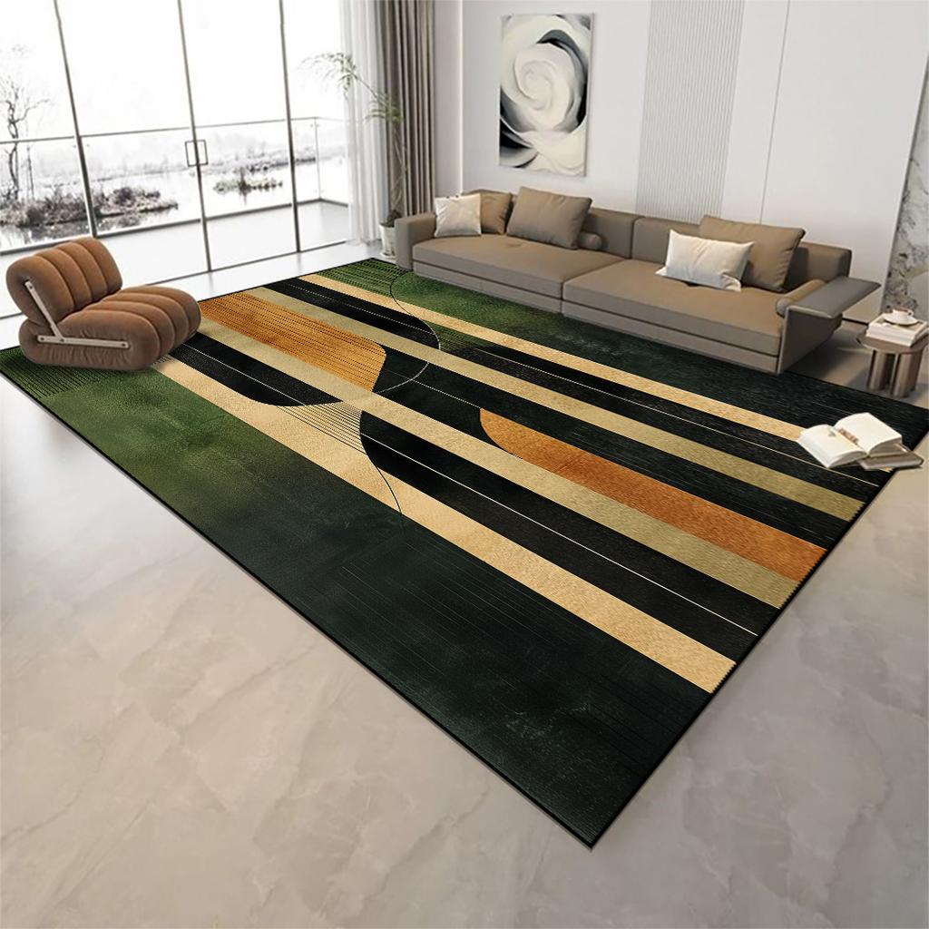 Nordic Light Luxury Large Living Room Carpet Home Soft Decoration Bedroom Bedside Rug Green Abstract Lounge Sofa Table Floor Mat