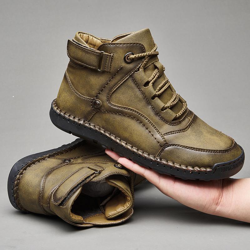 New Men's Outdoor Casual Shoes 2024 High Quality Running Shoes Handmade Leather Sneakers Comfort Breathable Winter Warm Boots