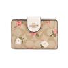 Coach Portfel Damski Z Zamkiem Boczny 13 Kwiatowy Wzór Logo Powlekane Płótno i Skóra Złoty Jasny Khaki Wielokolorowy CR968-IMOTV
