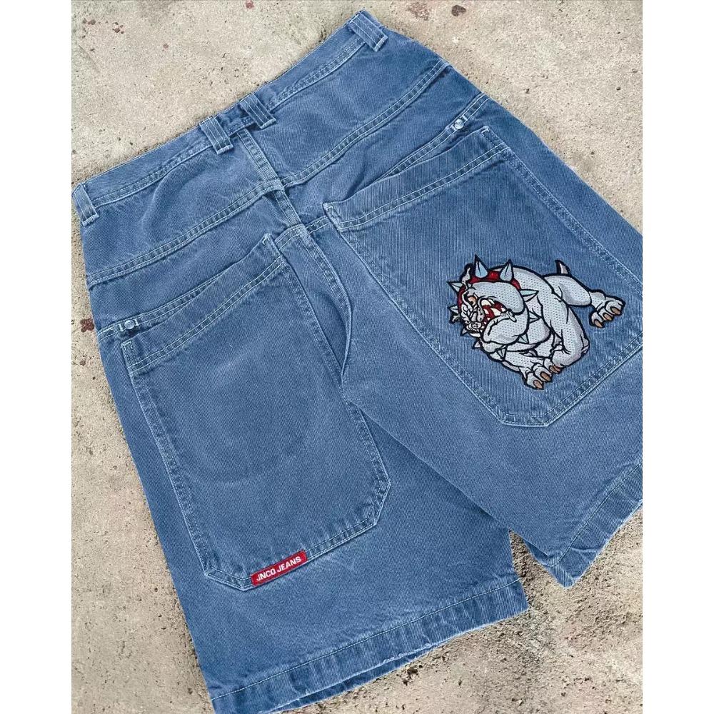 

ZYLLO Хип-хоп Ретро Джинсовые Шорты Y2k Голубая Вареная Широкие Прямые Рабочие Брюки Мужские Женские Уличная Одежда Джортсы Одежда XXL