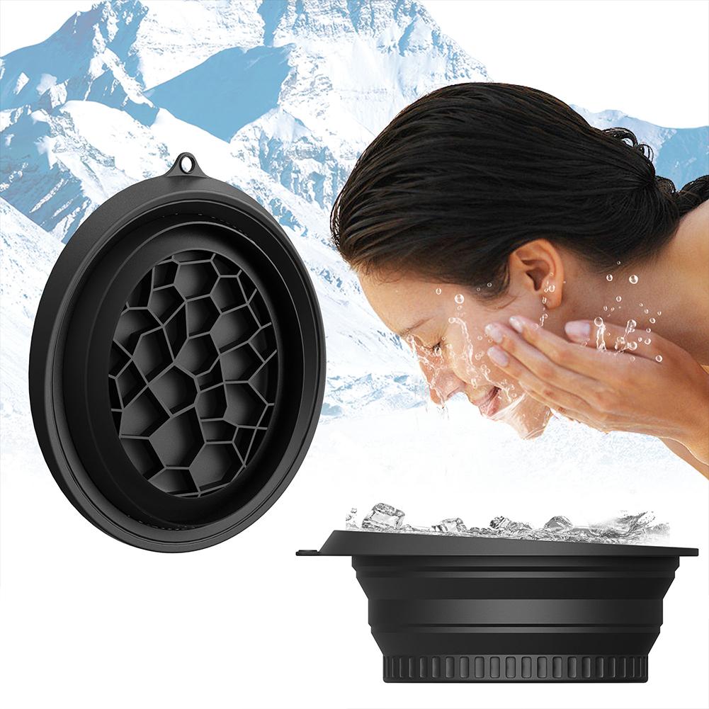 Foldable Ice Basin Space Saving Silicone Icetray Low/High Temperature Resistant Portable Skincare Basin for Skin Tightening