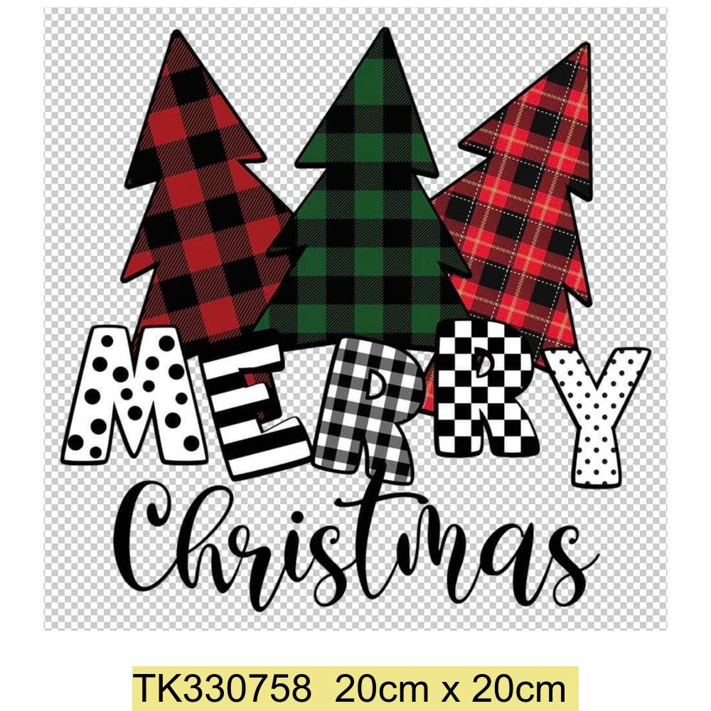 Iron On Christmas Snowmen Santa Claus Christmas Trees  Patch DIY Heat Transfer Tops Appliqued Vinyl Iron On Clothes Stickers