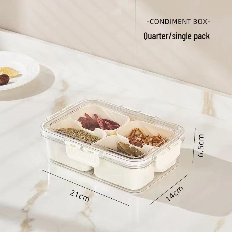 Airtight 8-Compartment Seasoning Box with Lid for Kitchen and Refrigerator Storage