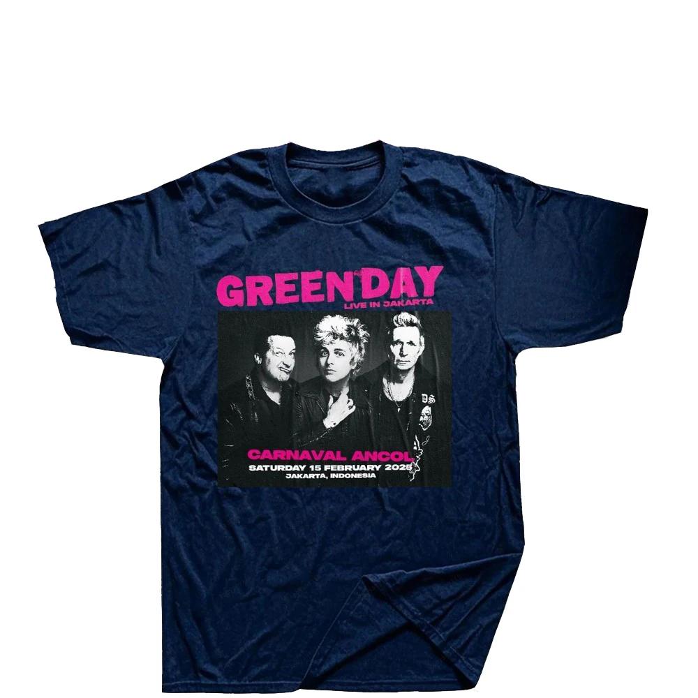 2025 Summer Men's and Women's Short Sleeve Green Punk T-shirt American Retro Rock Style Trend Cotton Short Sleeve Oversize Top