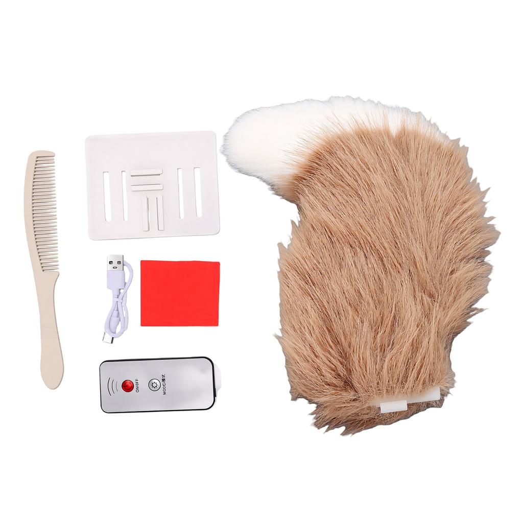 Electric Car Tail with Remote Control Rechargeable Cute Fuzzy Wagging Moving Tail Car Exterior Decoration for Cosplay