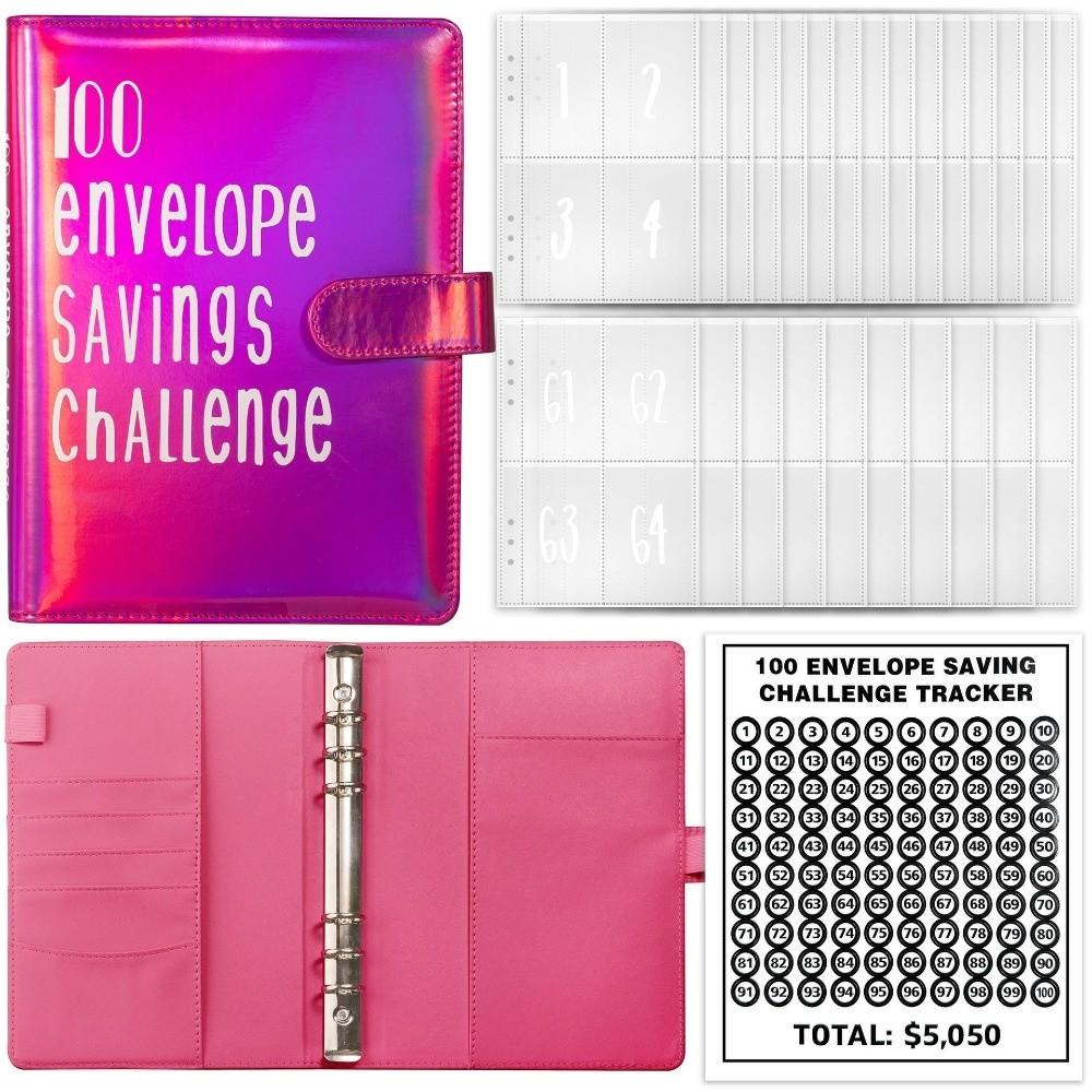 Dazzling Colors Challenge Budget Binder PU Leather Savings Challenge Notepad  Special Gift