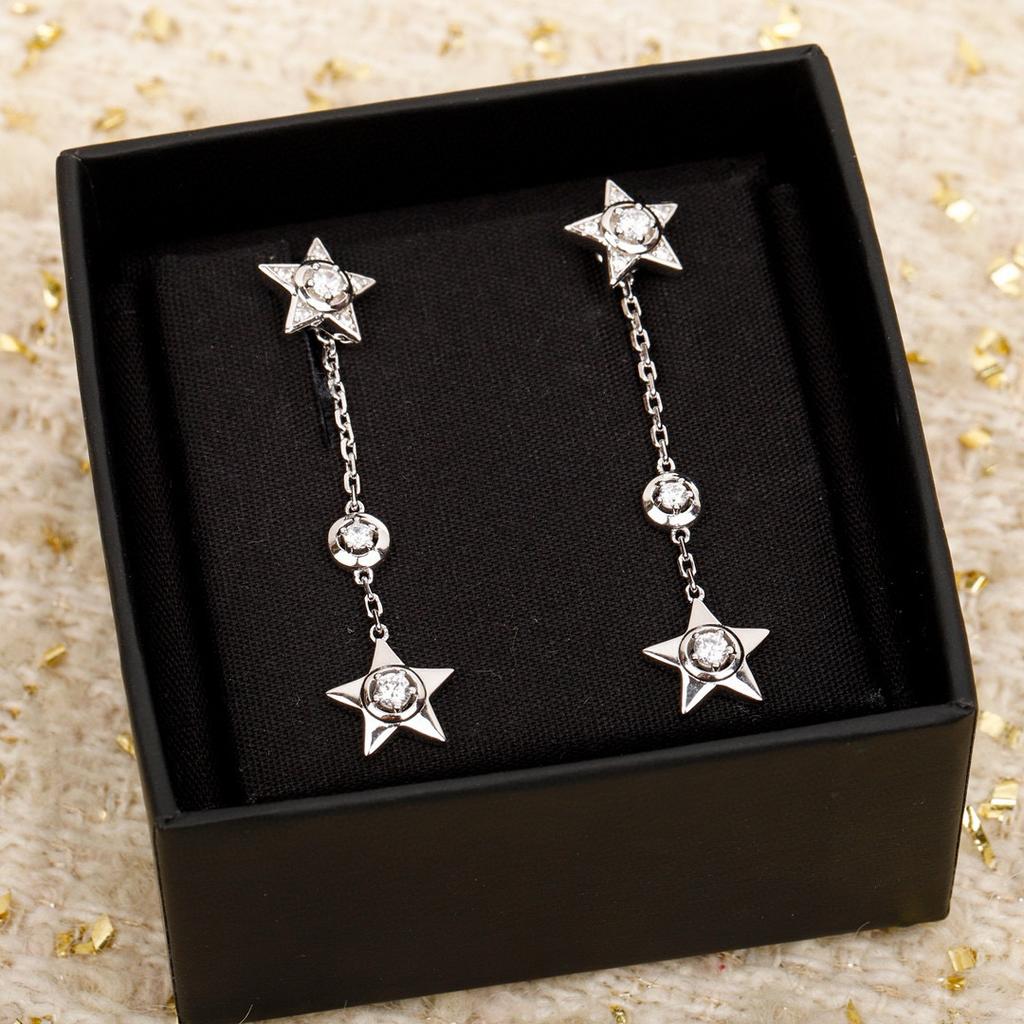 New Hot Brand Vintage Diamond Earrings for Women Luxury Jewelry Fashion Designer Eardrop Pure 925 Silver Lady Star Stud Earrings