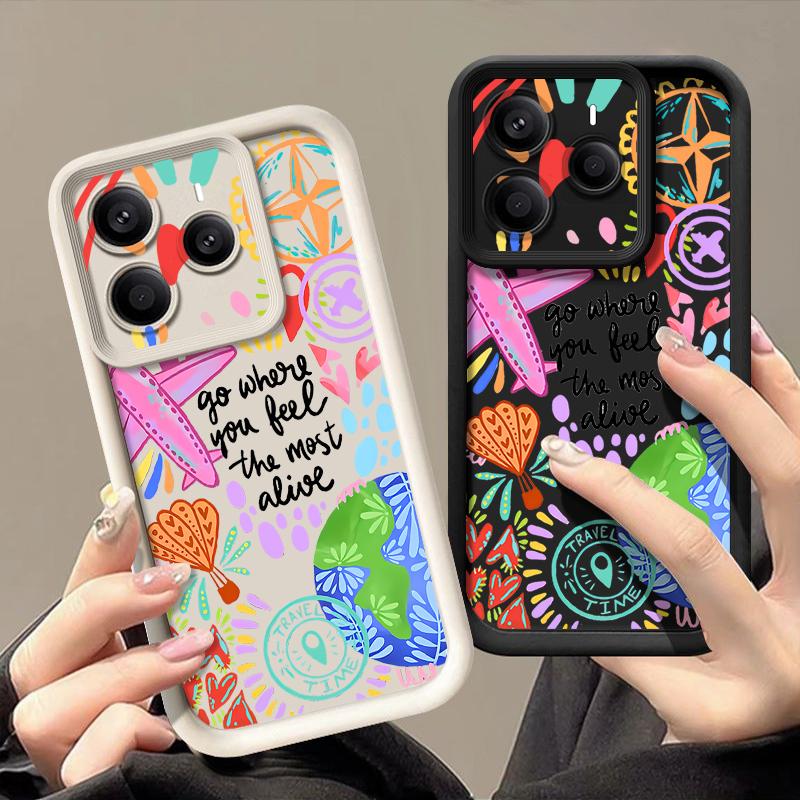 Cartoon Fire Balloon Pattern Case For Xiaomi Redmi Note 14 13 Pro 5G 4G 12 11 Funda Xiaomi 14T 13T 11T Pro Shockproof Bumper Silicone Cover