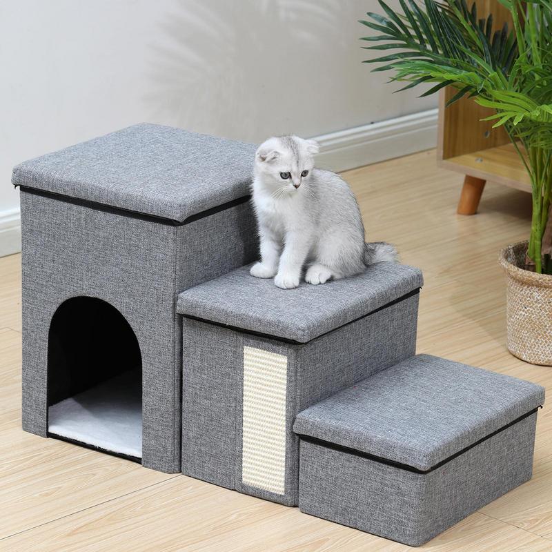 Pet Ladder Storage Box Cat Stairs Storage Box Pet Ladder Storage Foldable Dog Stairs Stable Soft Storage Organizer Dog Stairs