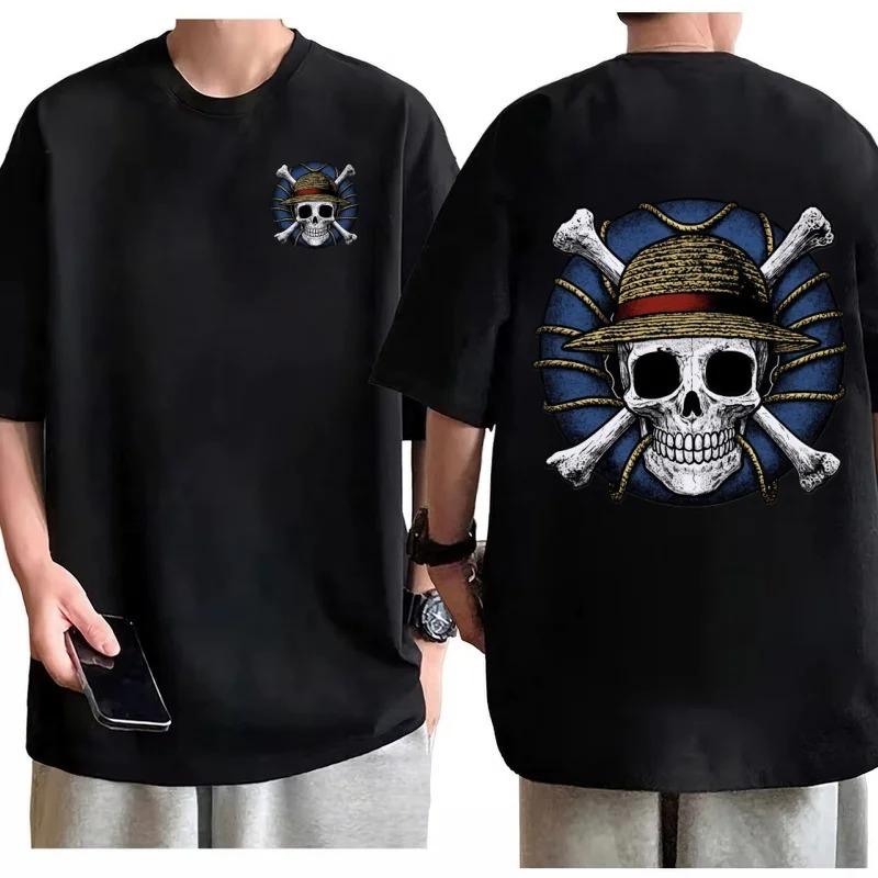 One Piece Straw Hat Pirates Jolly Roger Anime White Oversized Women And Men Fashion Comfortable T-Shirt 4XL