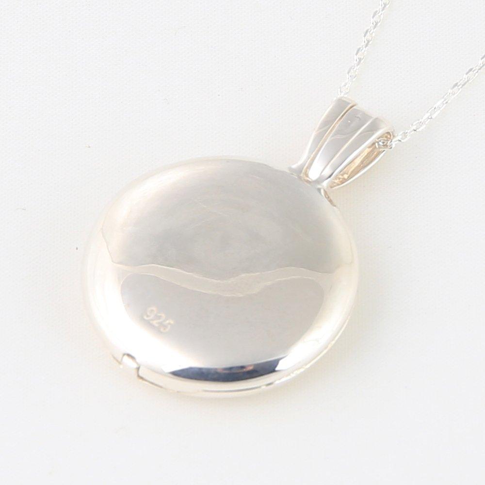 [verona-locket] Ruby Locket Pendant, Oval, Silver Chain, 48cm
