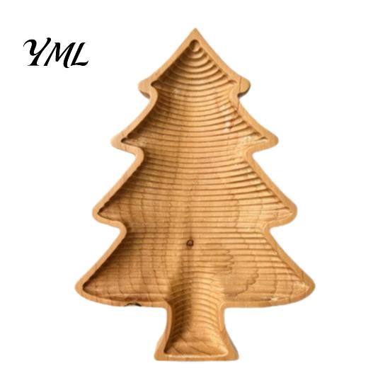 Decorative Wooden Fruit Bowl Christmas Tree Serving Tray, Candy Nut Dish, Xmas Tree?Shaped Snack Storage Rustic Home Table Decor Plate, Tabletop