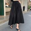 Yamamoto High-Waisted Pleated Long Skirt - Slimming, Solid Color, Versatile Japanese Casual Summer Style