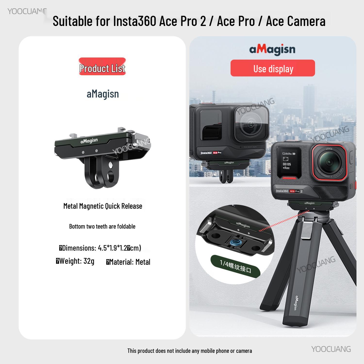 

Acepro2 Magnetic Quick Release Mount & Protective Film for Insta360