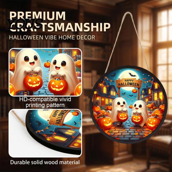 Halloween Themed Party Decor LED Glowing Hanging Decor, Acrylic Window Ornament with Light, Spooky High-quality Signage Sign for Door Wall Haunted