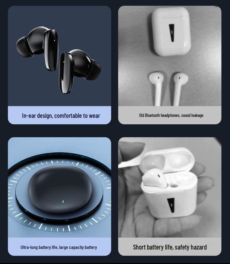 Premium Noise-Cancelling Bluetooth Earphones with Long Battery Life, Compatible with Android, Xiaomi, Apple