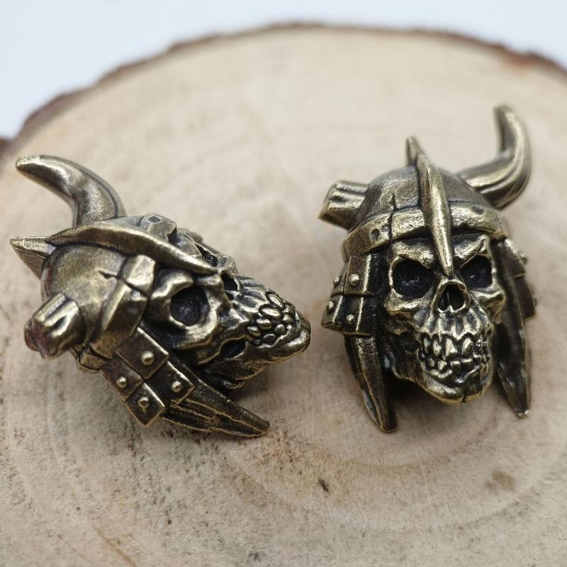 Skull Head Soldier Brass Knife Beads EDC DIY Paracord Woven Bracelets Lanyard Key Chain Pendants Accessories Outdoor Tool Charms