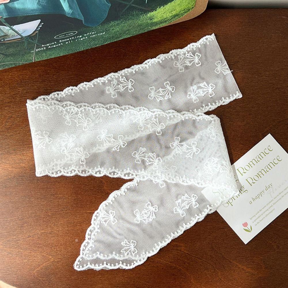 Soft Wrap Sweet Bow Headband Adjustable Ribbon Hair Strap French Lace Hair Scarf  Wedding