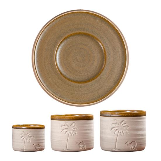Midden-Oosterse Koffiemok Rustieke Keramische Mok met Artistiek Patroon Lekkagebestendig Ergonomische Greep Drinkbeker voor Hete Koffie En Hete Chocolade