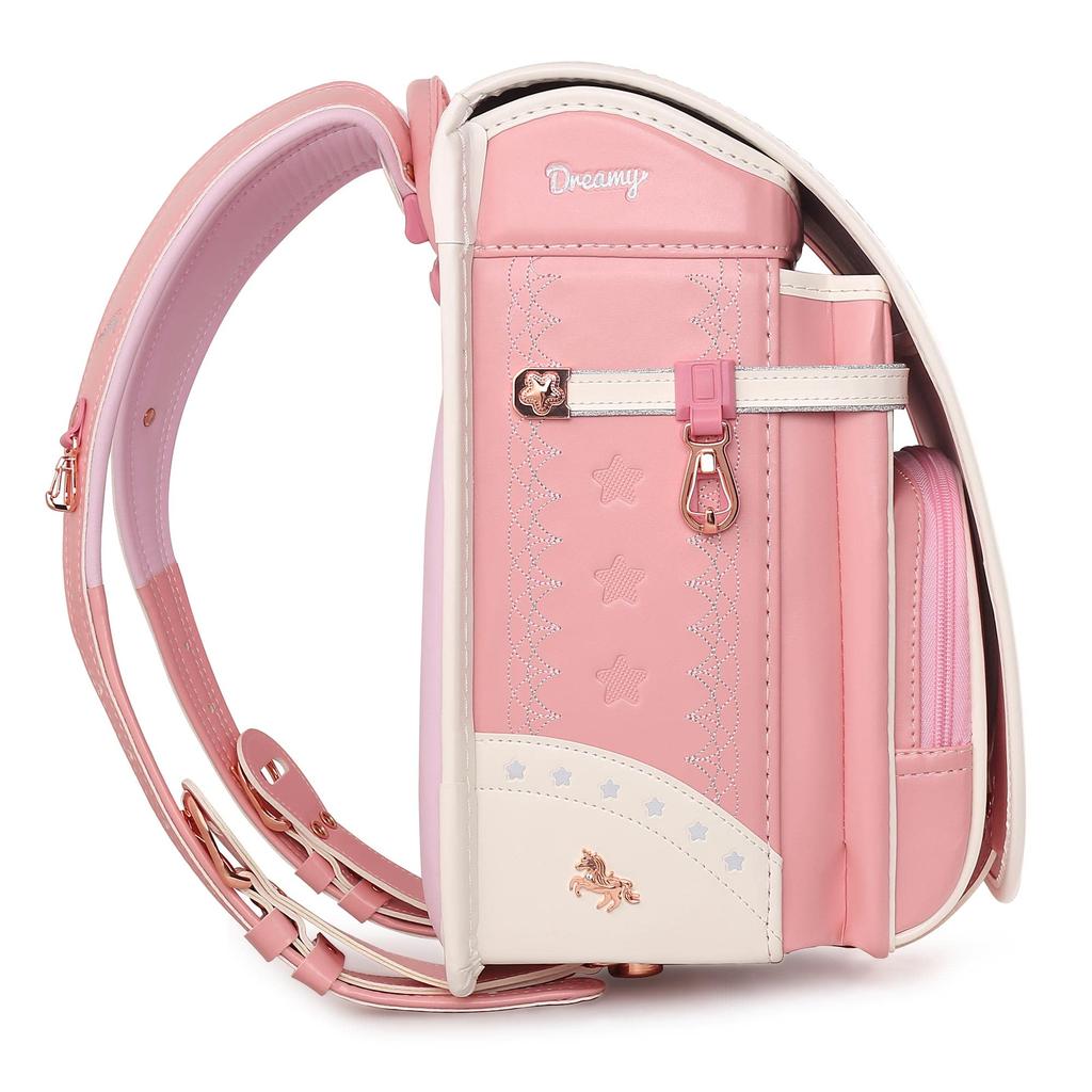 Latest Unicorn Model School Bag for Elementary School Premium Synthetic Leather and Pearl Reflective Metal Transparent Warranty Coulomb's Girls,