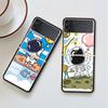 Luksusowe etui do Samsung Galaxy Z Flip 4 3 5G czarne etui na telefony PC twarde modne etui tylne ZFlip Funda Cartoon Cool Astronaut Sac