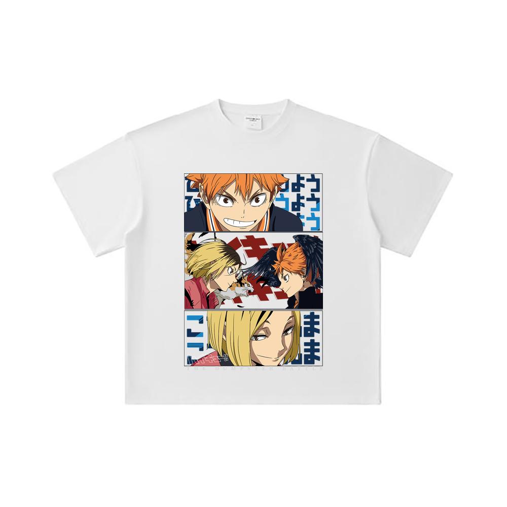 260 GSM Double Yarn 32 Count 100% Cotton Haikyu V9 Dumpster Battle Print Unisex Heavy Cotton T Shirt… More