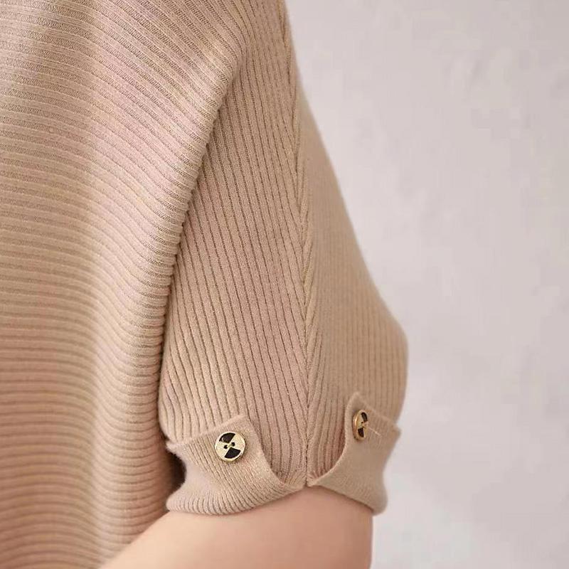 Dámský pletený svetr s tříčtvrtečním rukávem, top, dámské tenké letní spodní tričko s rukávem do půli paže