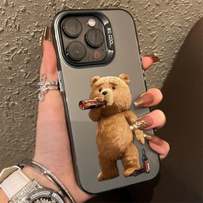 New Cartoon Teddy Bear Matte Laser Phone Case For  Poco F5 X5 X6 Pro Mi 14 13 12 12T 13T Pro 11 Lite NE Shockproof Cover