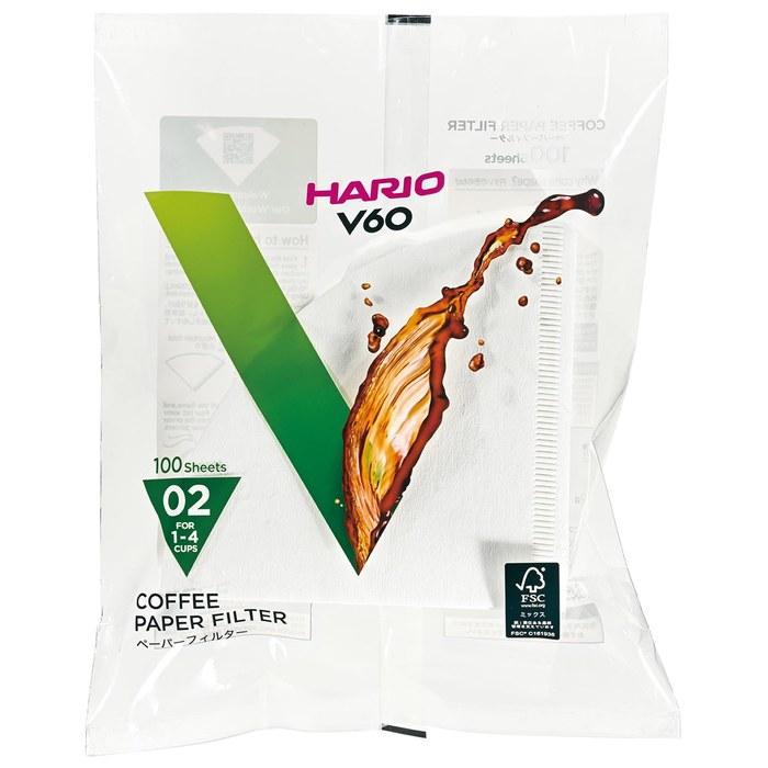HARIO V60 Paper Filter 1-4 Cups 500 Count White VCF-02-100W
