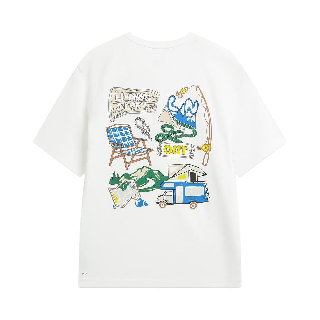 Li-Ning Round Neck Pattern Letter Couple T-Shirt Unisex Tops ATSW295-1