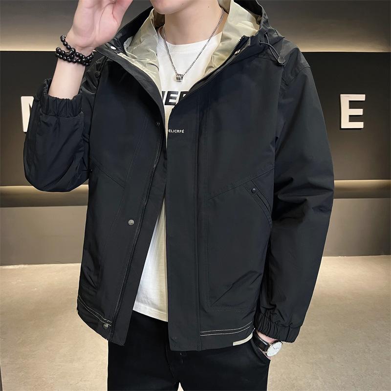 Jacket Men's Spring, Autumn and Winter 2025 New Trendy Brand Jacket Men's Handsome Casual Hooded Tooling Men's Jacket