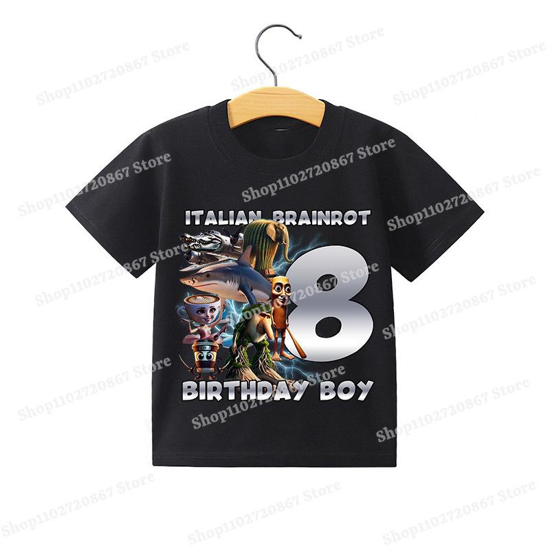 Tung Tung Tung Sahur Children T-shirt Italian Brainrot Creative Cartoon Short Sleeve Household Clothes Top Fashion Anime Kid Tee