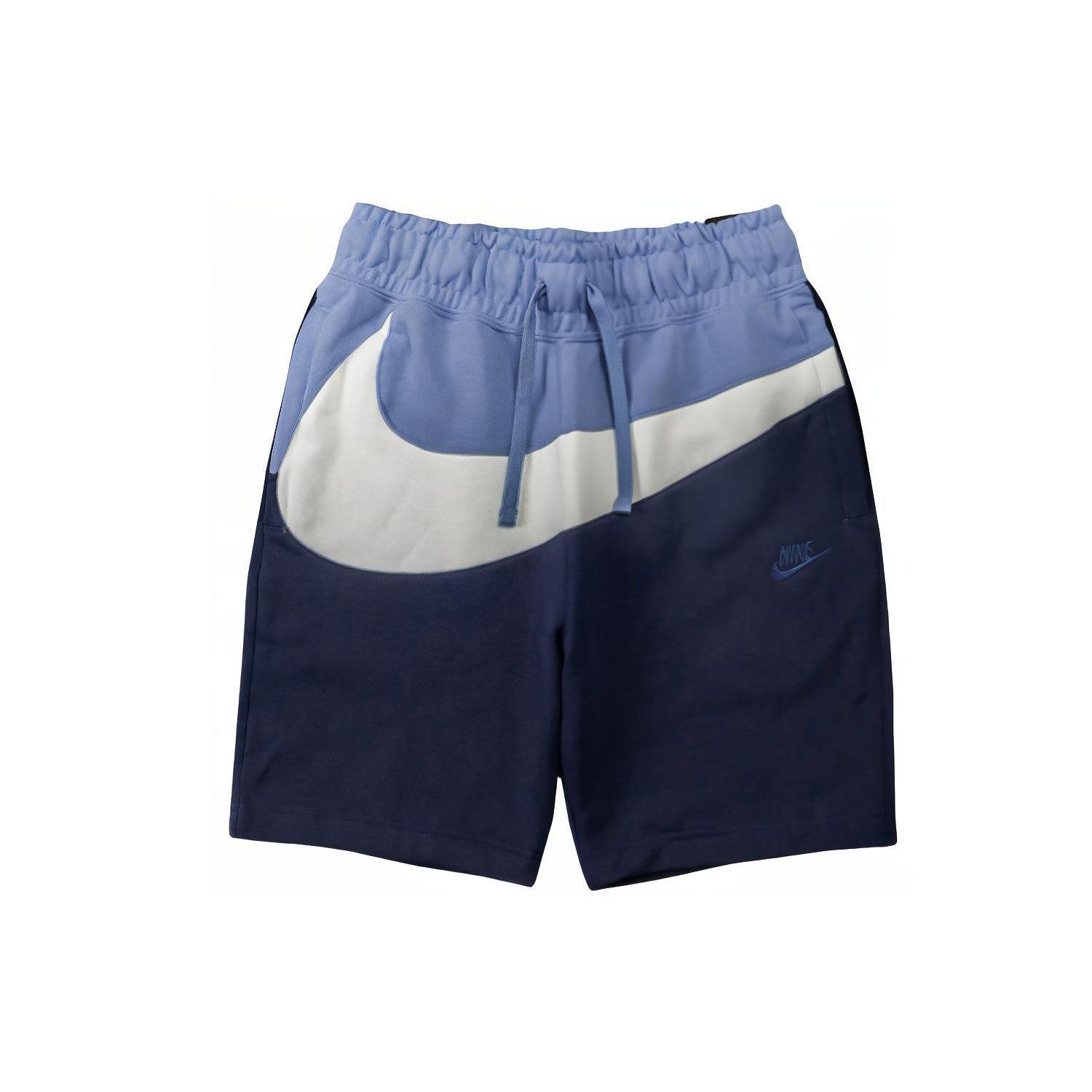 Nike Sportswear French Terry Colorblock Drawstring Sports Shorts Obsidian Color Black White Grayblue Men s AR3162-438 M