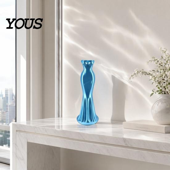 Smooth Line Vase Elegant Dress Shaped Vase, 3D Printed Minimalist Flower Holder, Modern Decorative Romantic Home Decor Bud for Living Room, Entrance,