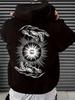 Hand and Sun Eye Pattern Back Print with Loose250g Heavyweight Pullover with Pocket Adjustable Drawstring for Unisex Warm Sweatshi