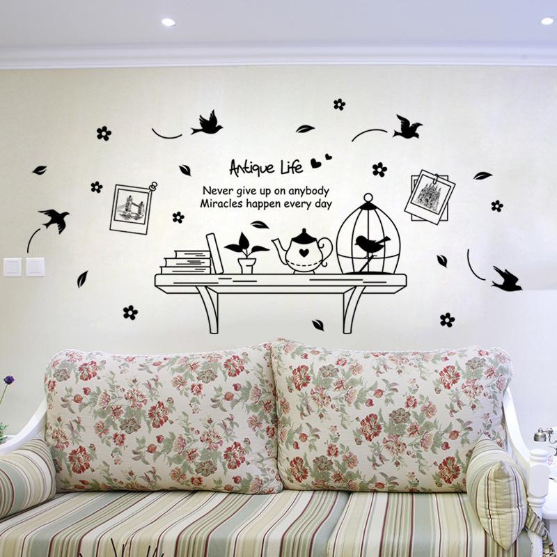 XL8199 retro European hanging table third generation removable wall sticker PVC transparent film