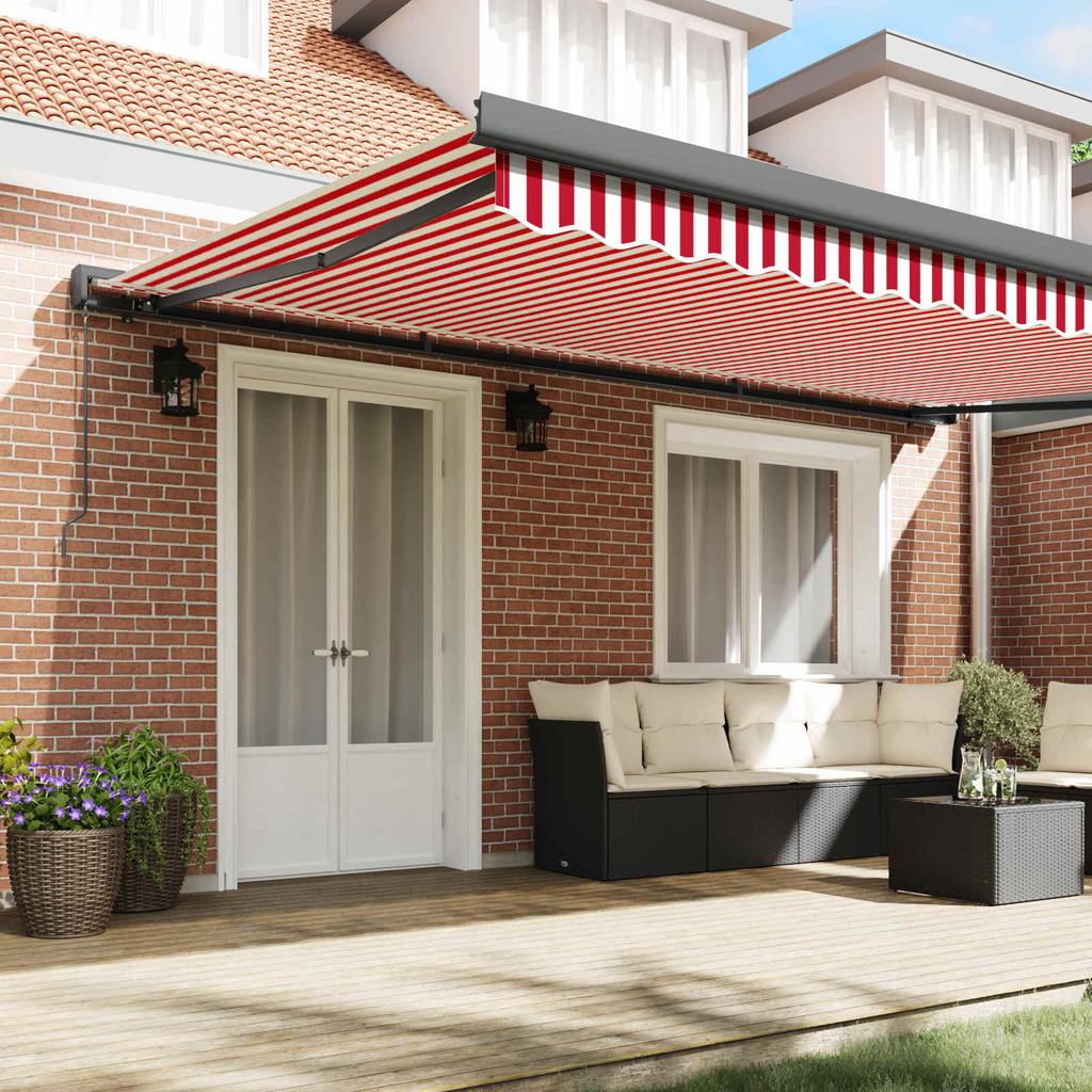 Retractable Awning Red and White 500 X 300 Cm